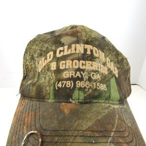 Old Clinton Gas & Groceries Logo Gray Ga Mesh Back Camo Adj Snapback Cap Hat